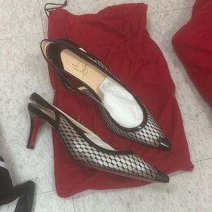 Elegant Black Mesh Slingback Heels
